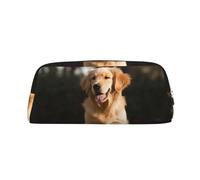 FodPand Leather Makeup Bag for Purse Travel, Golden Retriever Dog Pencil Case Zipper Toiletry Bag Small Cosmetic Bag, Silver, One size