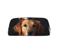 FodPand Leather Makeup Bag for Purse Travel, Golden retriever Pencil Case Zipper Toiletry Bag Small Cosmetic Bag, Silver, One size