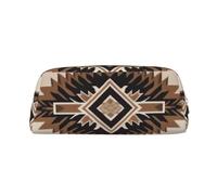 FodPand Leather Makeup Bag for Purse Travel, Native American Pencil Case Zipper Toiletry Bag Small Cosmetic Bag, Gold, One size