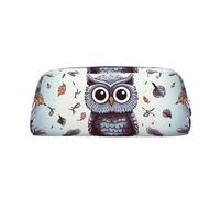 FodPand Leather Makeup Bag for Purse Travel, Owl Tree Branches Pencil Case Zipper Toiletry Bag Small Cosmetic Bag, Silver, One Size