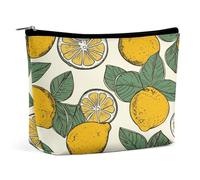 FodPand Lemon Fruit Pattern Makeup Bag Portable Travel Makeup Pouch Cosmetic Bags Zipper Bag Small Toiletry Pouch For Women