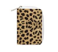 FodPand Leopard Animal Print Credit Card Holder Compact Leather Card Wallet Zipper Portable Id Purse 20 Cards Slots