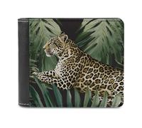 FODPAND Leopard Palm Leaf Leather Wallet Extra Capacity Bifold Wallet Slim Minimalist Front Pocket Wallets Credit Card Holder