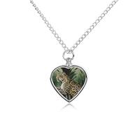 FodPand Leopard Palm Leaf Urn Necklace for Ashes Personalized Pet Cremation Jewelry Dogs Cats Remembrance Jewelry Heart Shaped Urn Pendant for Puppy Pet Memorial Keepsake Jewelry