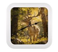 FodPand Light Shining in The Forest Wall Clock,Battery Operated Modern Retro Rounded Square Clock Clock for Bedroom Living Room Office Home Gym Porch Decor Indoor Outdoor 10.2 * 10.2In