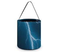 FodPand Lightning Strikes Thunderstorms Halloween Trick Or Treat Bucket, Reusable Goodie Candy Basket, Snack Bag Large Gift Tote Bags with Handles for Gifts Wrapping Party Favors Supplies