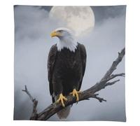 FodPand Linen Rectangle Tablecloth 55"x55" - Washable Heavy Duty Table Cover Eagle Full Moon Tablecloth Stain Resistant Farmhouse Table Cloth for Dining Tables, Picnic, Party