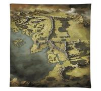 FodPand Linen Rectangle Tablecloth 55"x55" - Washable Heavy Duty Table Cover Middle Earth Map Tablecloth Stain Resistant Farmhouse Table Cloth for Dining Tables, Picnic, Party