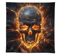 FodPand Linen Rectangle Tablecloth 55"x55" - Washable Heavy Duty Table Cover Shattering of Skull Tablecloth Stain Resistant Farmhouse Table Cloth for Dining Tables, Picnic, Party