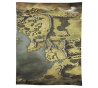FodPand Linen Rectangle Tablecloth 55"x75" - Washable Heavy Duty Table Cover Middle Earth Map Tablecloth Stain Resistant Farmhouse Table Cloth for Dining Tables, Picnic, Party