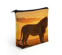 FodPand Lion at Sunset Makeup Bag with Sturdy Zipper，Linen Material Storage Bag,Large Capacity And Multi-Purpose Cosmetic Bag for Daily Life, Travel, Outings, Business Trips And Other Occasions