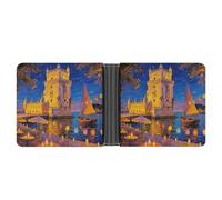 FodPand Lisbon Belem Tower Wallet for Men Leather Bifold Wallet Front Pocket Wallets Card Holder Wallets Money Clip