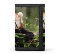 FodPand Little Red Panda Wallet,Portable Three Folds Wallet Sturdy With Hanging Buckle Zipper Wallets for Man Woman