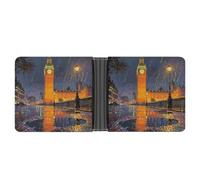 FodPand London Big Ben Rainy Evening Wallet for Men Leather Bifold Wallet Front Pocket Wallets Card Holder Wallets Money Clip