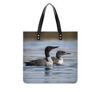 FodPand Loon Birds Tote Bag for Women Leather Work Shopper Beach Handbag Travel Carryall Shoulder Bag