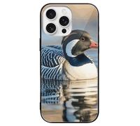 FodPand Loon Nature Birds Phone Case for iPhone 16 Tempered Glass Hard Phone Protective Cover Anti-Scratch Shockproof Minimalist Aesthetic Case for Women & Men Black