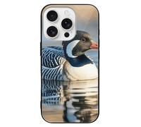 FodPand Loon Nature Birds Phone Case for iPhone 16 Tempered Glass Hard Phone Protective Cover Anti-Scratch Shockproof Minimalist Aesthetic Case for Women & Men Black