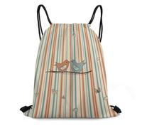 FodPand Love Birdie Stripe Drawstring Backpack Gym Trip Cinch Sack for Unisex Waterproof Shoe Bags for Travel Honeycomb Fabric Drawstring Bag 16x 20 Inch for Swimming Beach