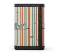 FodPand Love Birdie Stripe Wallet Large Capacity Trifold Wallet Wallet for Men with ID Holder RFID Blocking Purse Polyester Wallets