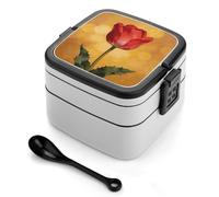 FodPand Love Flower Bento Box,2 Stackable Bento Lunch Containers Lunchable Food Container with Utensil Adult Lunch Box for Dining Out, Work, Picnic