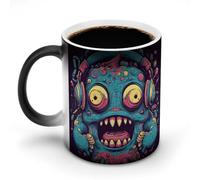 FodPand Love Music Monster Magic Color Changing Mug 11 Oz Black Ceramic Heat Sensitive Coffee Cup Temperature Activated Mug for Hot Cocoa Tea Drinks Funny Novelty Gift for Coffee Lovers Men Women