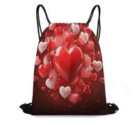 FodPand Love Red Hearts Drawstring Backpack Gym Trip Cinch Sack for Unisex Waterproof Shoe Bags for Travel Honeycomb Fabric Drawstring Bag 16x 20 Inch for Swimming Beach