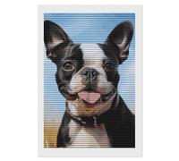 FodPand Lovely Boston Terrier Diamond Painting Kits for Adults Beginner 5D Round Drill Full Diamonds Pictures Gem Art Kits Crafts Gift DIY Diamond Art Kits for Home Wall Decor 8"x12"