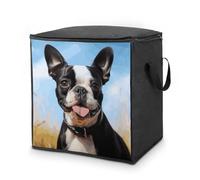 FodPand Lovely Boston Terrier Storage Bins 70L Large Capacity Clothes Storage Bags with Handles, Blanket Organizer Heavy Duty Closet Organizers for Clothing Comforters Pillows Bedding