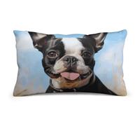 FodPand Lovely Boston Terrier Throw Pillow Cover 8"x12", Soft Plush Decorative Pillow Case for Couch Sofa, Double-Sided Print Rectangle Cushion Cover for Bedroom Living Room
