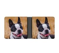 FodPand Lovely Boston Terrier Wallet Slim Minimalist Men Wallet Durable Portable Bifold Purse PU Passcase