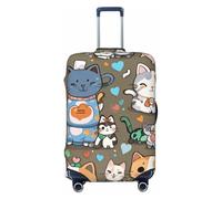 FodPand Lovely Cartoon Cats Travel Luggage Cover Elastic Suitcase Cover Protector Anti-Scratch Luggage Protector Universal Washable Travel Sleeve Baggage Case Fits 18-32 Inch Suitcase, Black, L