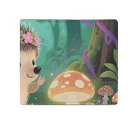 FodPand Lovely Hedgehog Bifold Wallet for Men Women, 4.3"x3.7" Compact Leather Wallet with ID Window & Coin Pocket, Slim Minimalist Card Holder for Daily Carry & Travel