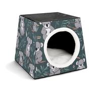 FODPAND Lovely Koala Cat Bed Cave for Small Dog Cat House 3-in-1 Foldable Cats Beds with Removable Washable Cushioned Pillow Covered Cave Pet Tents with Non-Slip Bottom