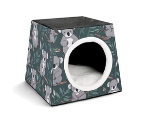 FODPAND Lovely Koala Cat Bed Cave for Small Dog Cat House 3-in-1 Foldable Cats Beds with Removable Washable Cushioned Pillow Covered Cave Pet Tents with Non-Slip Bottom