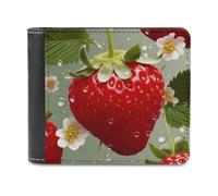 FODPAND Lovely Strawberry Leather Wallet Extra Capacity Bifold Wallet Slim Minimalist Front Pocket Wallets Credit Card Holder
