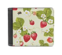 FODPAND Lovely Strawberry Leather Wallet Extra Capacity Bifold Wallet Slim Minimalist Front Pocket Wallets Credit Card Holder