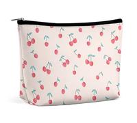 FodPand Lovely Sweet Red Cherry Toiletry Bag Large Capacity Makeup Bag Travel Makeup Pouch Mini Cosmetic Bags Zipper Make Up Storage Pouch Make Up Organizer Tool Pouchs