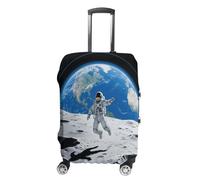 FodPand Luggage Cover for Suitcase 19-32 Inch Astronaut Moon Jump Travel Suitcase Protector Vibrant Anti-Scratch Washable Luggage Sleeve with Funny Design, white, L, Astronaut Moon Jump