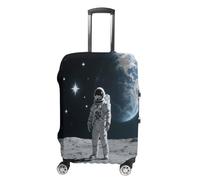 FodPand Luggage Cover for Suitcase 19-32 Inch Astronaut on Moon Travel Suitcase Protector Vibrant Anti-Scratch Washable Luggage Sleeve with Funny Design, white, Small, Astronaut on Moon