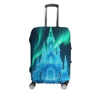 FodPand Luggage Cover for Suitcase 19-32 Inch Aurora Ice Castle Travel Suitcase Protector Vibrant Anti-Scratch Washable Luggage Sleeve with Funny Design, white, Small, Aurora Ice Castle