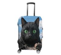 FodPand Luggage Cover for Suitcase 19-32 Inch Black Cat Giant City Travel Suitcase Protector Vibrant Anti-Scratch Washable Luggage Sleeve with Funny Design, white, M, Black Cat Giant City