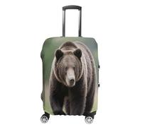 FodPand Luggage Cover for Suitcase 19-32 Inch Brown Bear Walking Travel Suitcase Protector Vibrant Anti-Scratch Washable Luggage Sleeve with Funny Design, white, XL, Brown Bear Walking