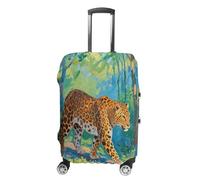 FodPand Luggage Cover for Suitcase 19-32 Inch Brown Leopard Travel Suitcase Protector Vibrant Anti-Scratch Washable Luggage Sleeve with Funny Design, white, XL, Brown Leopard