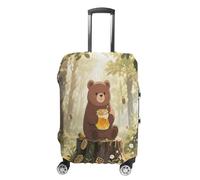 FodPand Luggage Cover for Suitcase 19-32 Inch Butter-loving Bear Travel Suitcase Protector Vibrant Anti-Scratch Washable Luggage Sleeve with Funny Design, white, XL, Butter-loving Bear