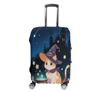 FodPand Luggage Cover for Suitcase 19-32 Inch Cat Doing Experiments Travel Suitcase Protector Vibrant Anti-Scratch Washable Luggage Sleeve with Funny Design, white, L, Cat Doing Experiments