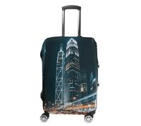 FodPand Luggage Cover for Suitcase 19-32 Inch City Night Lights Travel Suitcase Protector Vibrant Anti-Scratch Washable Luggage Sleeve with Funny Design, white, Small, City Night Lights
