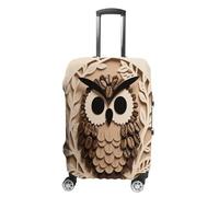 FodPand Luggage Cover for Suitcase 19-32 Inch Coffee Bean Owl Print Travel Suitcase Protector Vibrant Anti-Scratch Washable Luggage Sleeve with Funny Design, white, L, Coffee Bean Owl Print