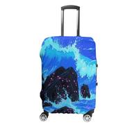 FodPand Luggage Cover for Suitcase 19-32 Inch Cyan_wave Travel Suitcase Protector Vibrant Anti-Scratch Washable Luggage Sleeve with Funny Design, white, M, Cyan_wave