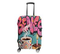 FodPand Luggage Cover for Suitcase 19-32 Inch Doodle Style Coffee Cake Travel Suitcase Protector Vibrant Anti-Scratch Washable Luggage Sleeve with Funny Design, white, XL, Doodle Style Coffee Cake