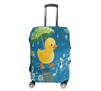 FodPand Luggage Cover for Suitcase 19-32 Inch Duckling on Raindrop Notes Travel Suitcase Protector Vibrant Anti-Scratch Washable Luggage Sleeve with Funny Design, white, Small, Duckling on Raindrop